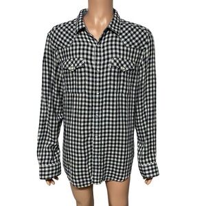 Levi’s Blue White XXL Slim Fit Western Pearl Snap Gingham Button Up Shirt in EUC